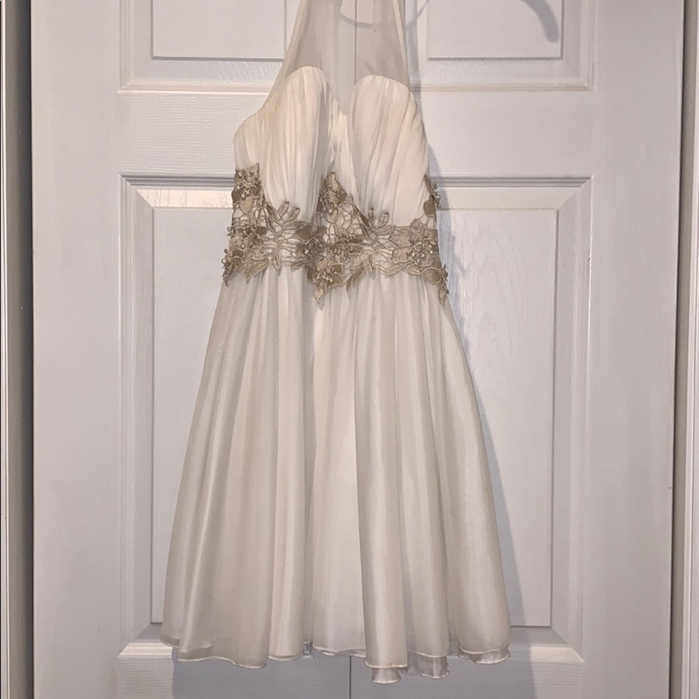 Sequins Heart Dress with Gold Lace Detail